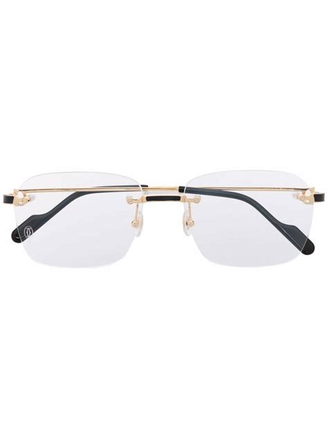 cartier square frame glasses|cartier rectangular rimless glasses.